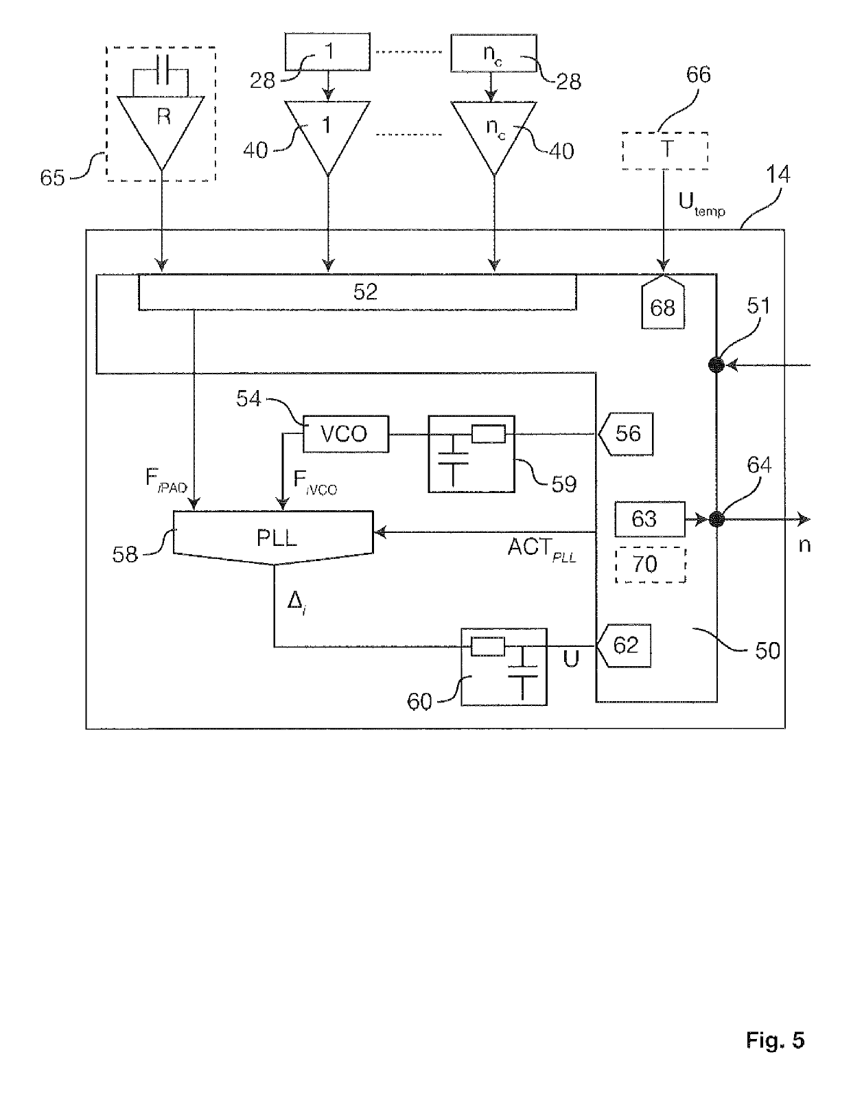 Device for contactless measurement of a level in a tank