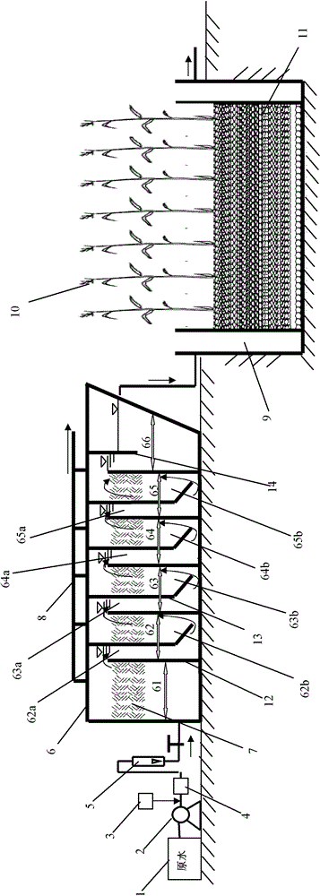 Method and device for treating domestic sewage from villages and towns