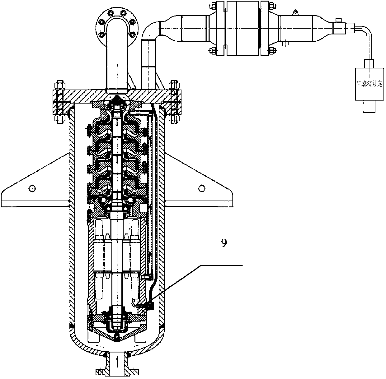 High-low pressure cavity cable connection seal box for low-temperature immersed centrifugal turbine generator power transmission