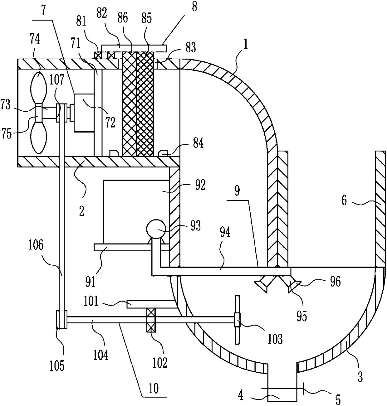 Air treatment device for metallurgical factory