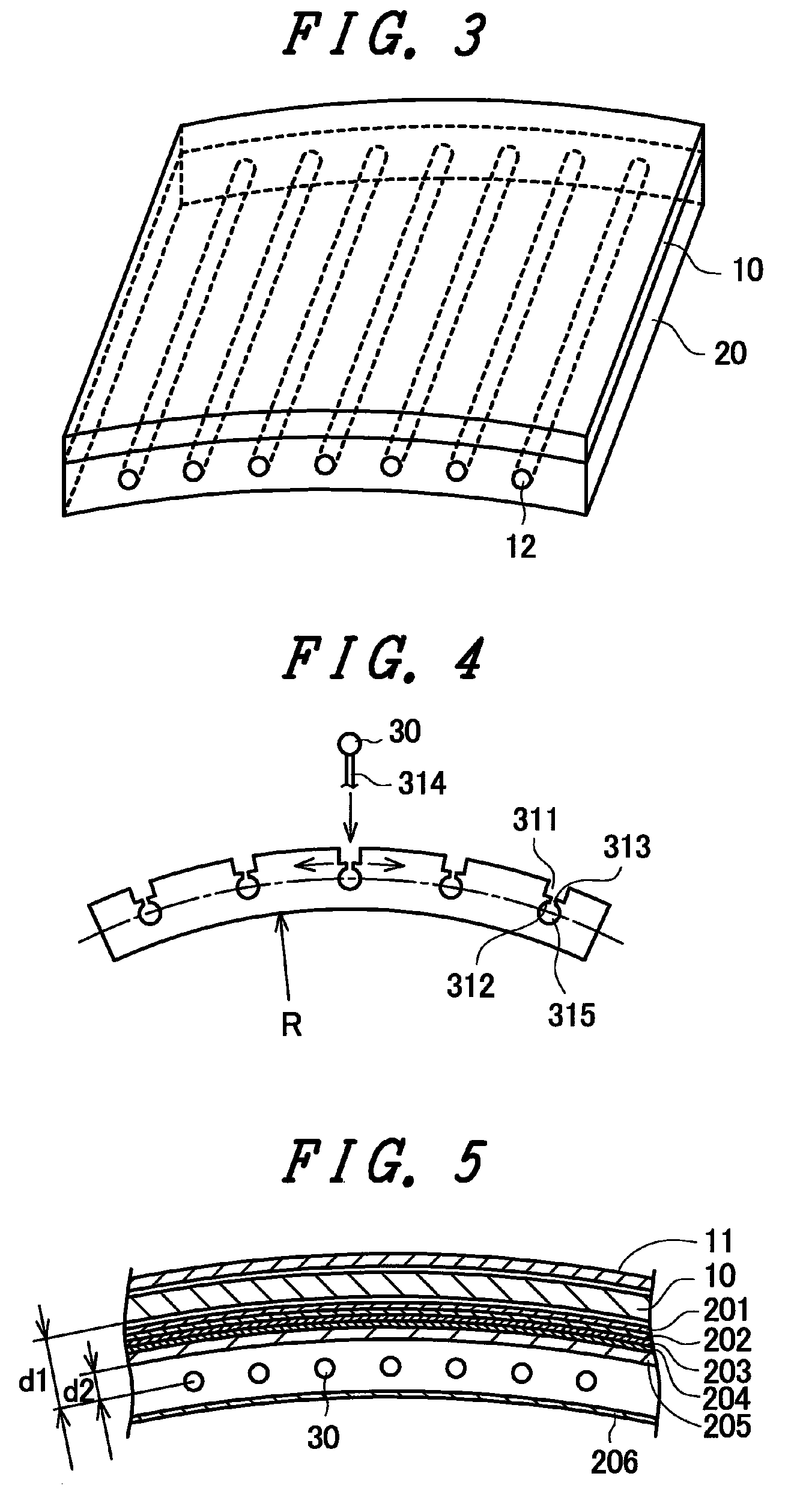 LCD device with plural fluorescent tube backlight for a rectangular curved display surface of a radius of from two to four times as large as the length of the short-side of the rectangular display region