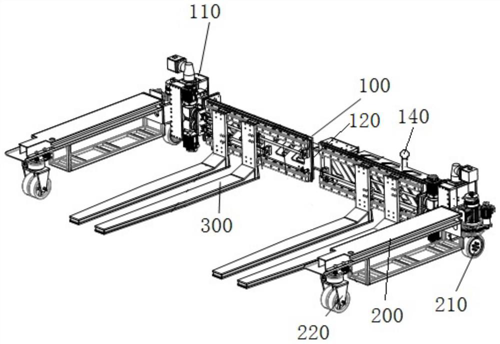 Telescopic four-claw type vehicle carrying robot forklift method based on laser