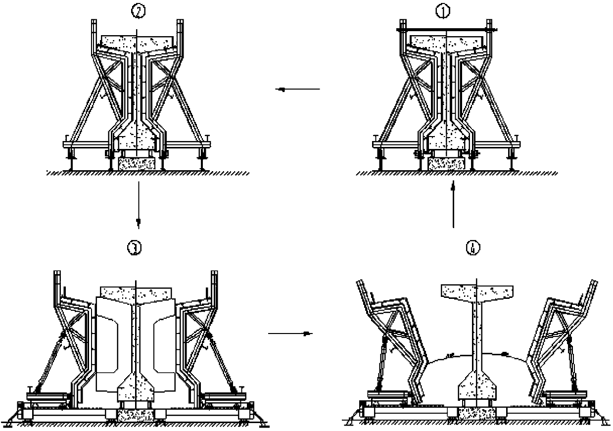 Overall dismantling and longitudinal slipping construction method of T beam formwork