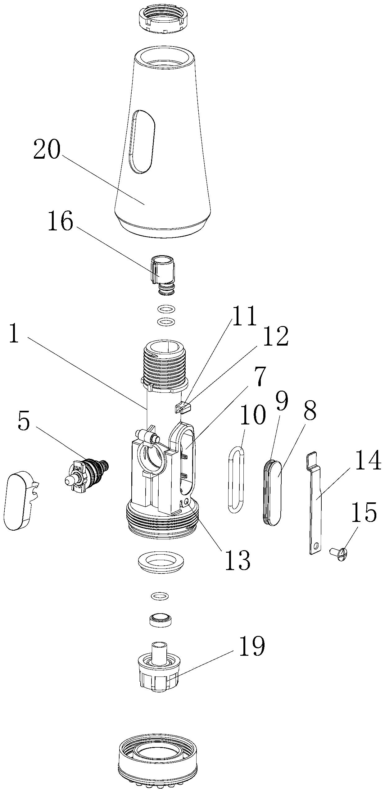 Double-channel faucet and kitchen water outlet device adopting same