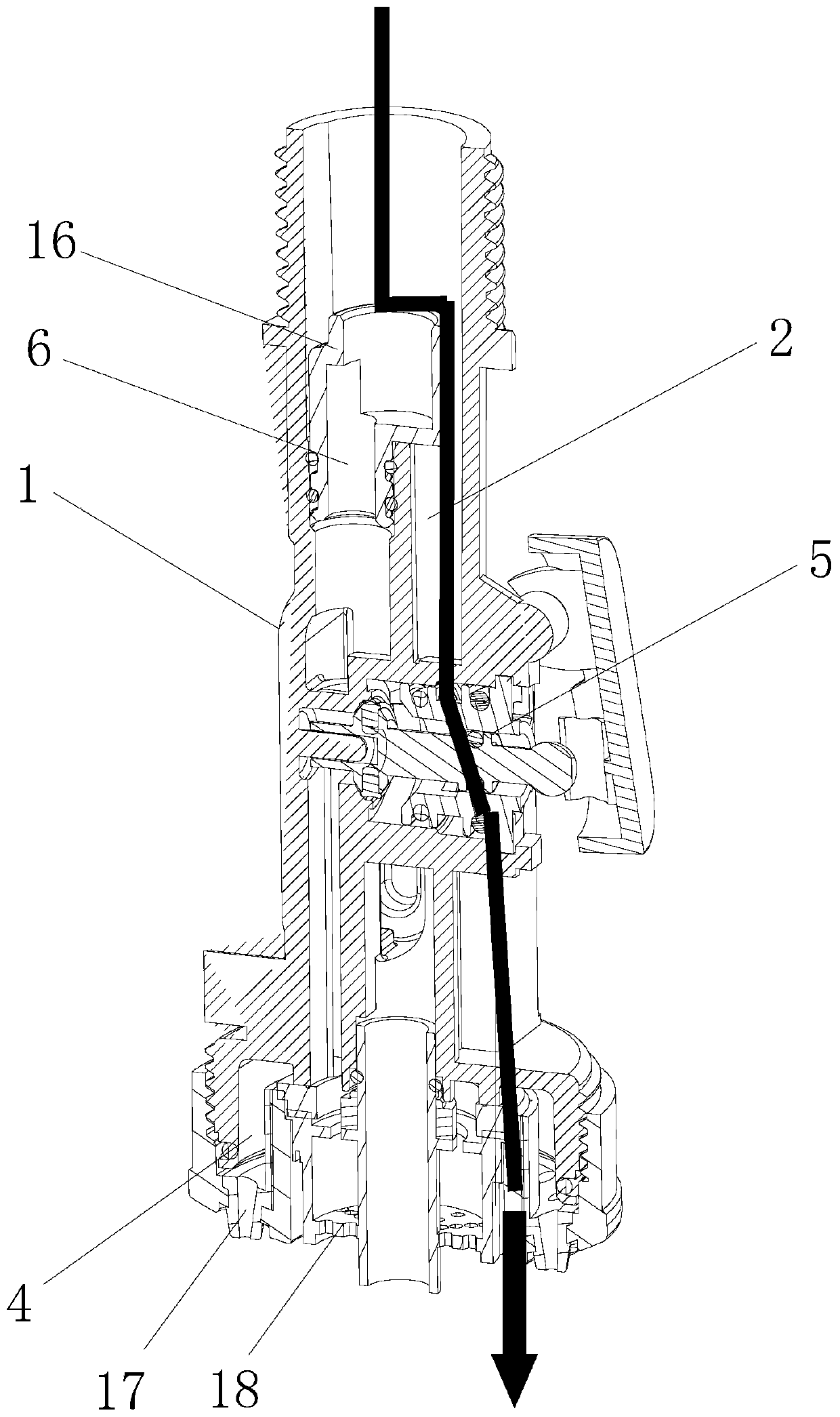 Double-channel faucet and kitchen water outlet device adopting same