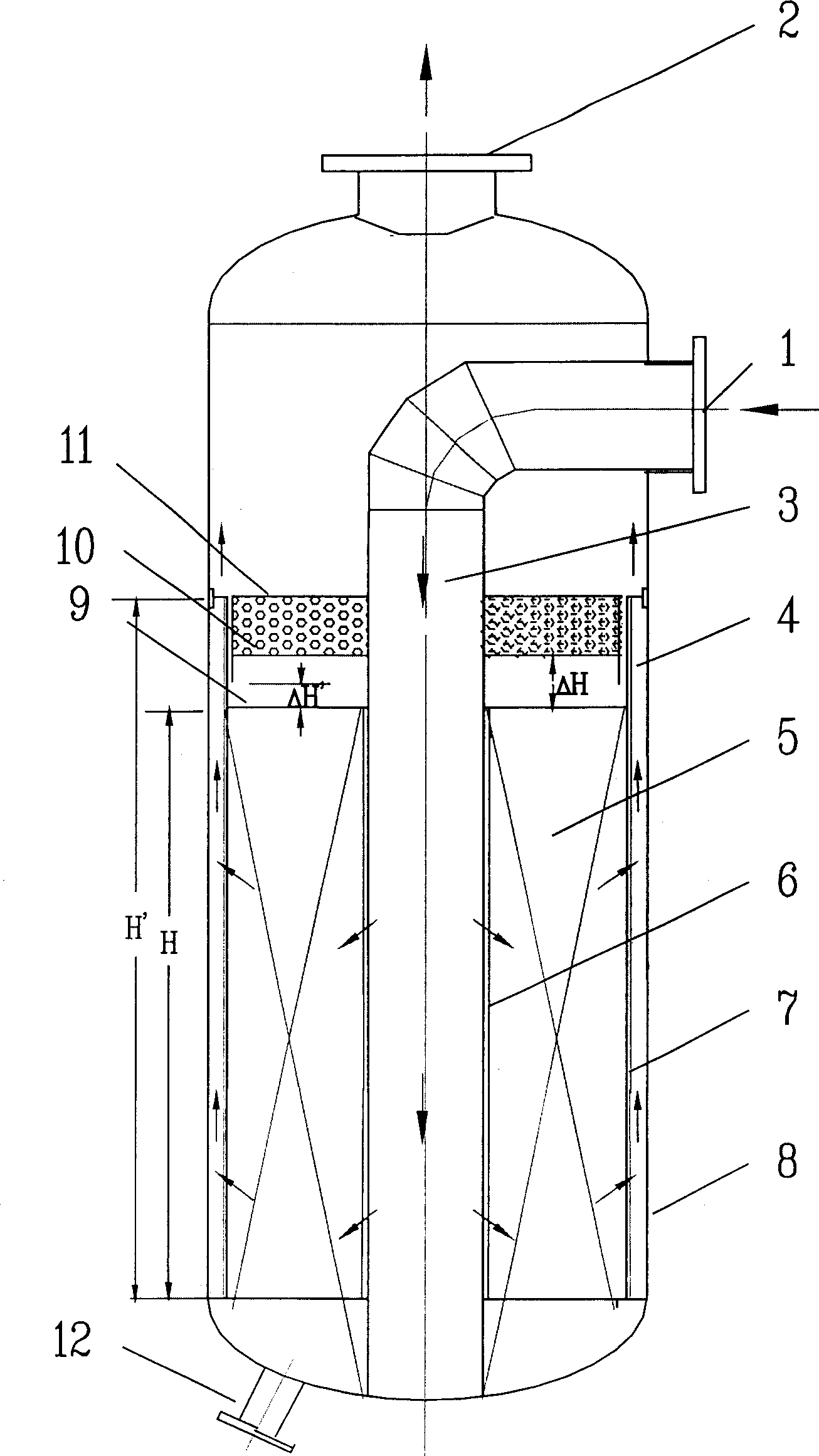 Catalytic reforming and catalytic dehydrogenation centrifugal type fixed bed radial reactor