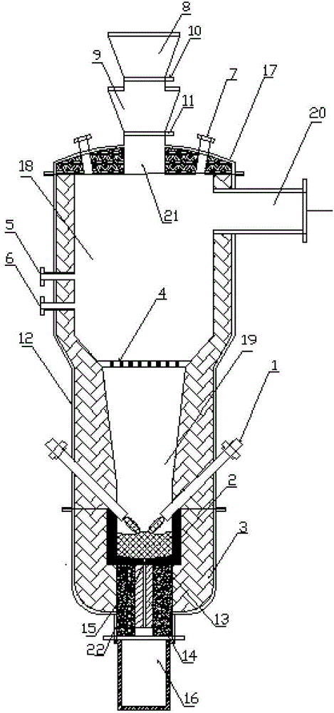 Thermal plasma treatment device and method for low and medium level radioactive solid waste