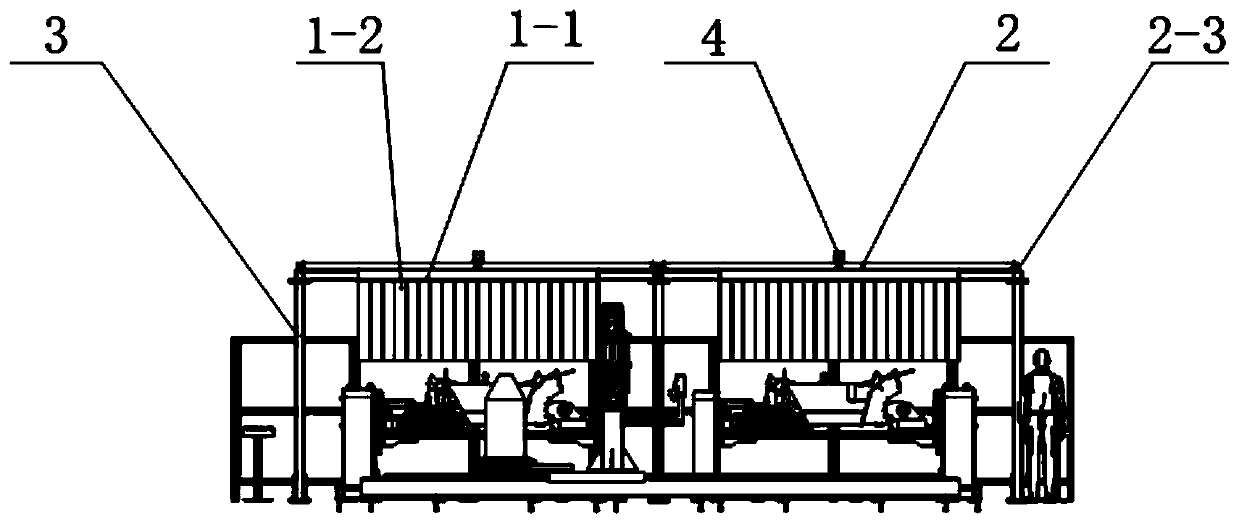 Welding fume collecting device for forklift frame robot welding workstation and method thereof