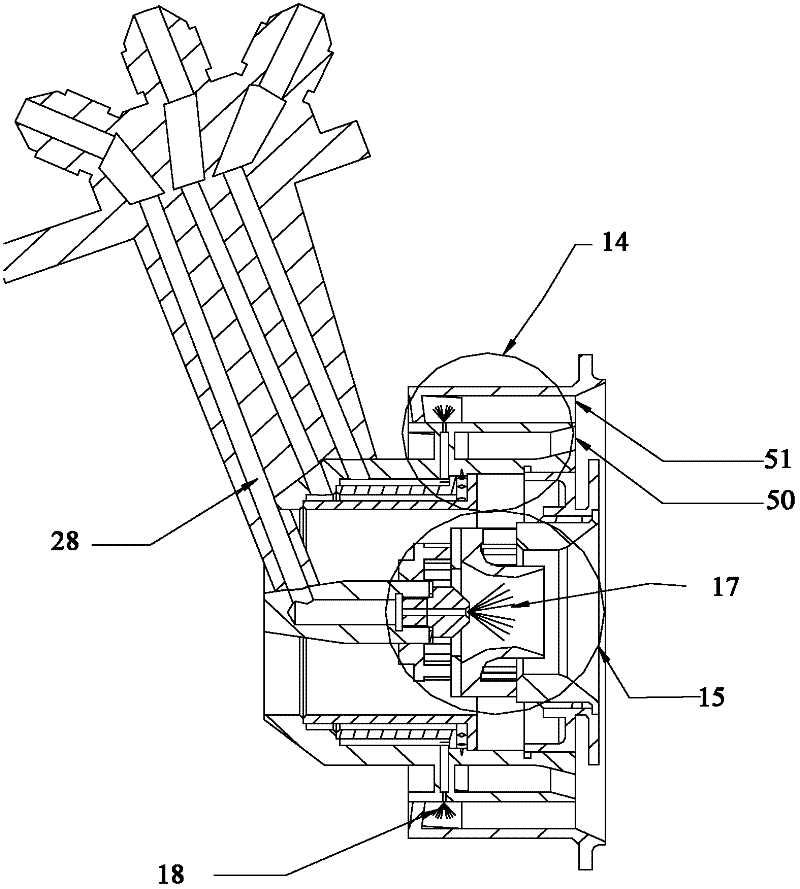 Three-stage structured pre-mixing and pre-evaporating low-pollution combustor