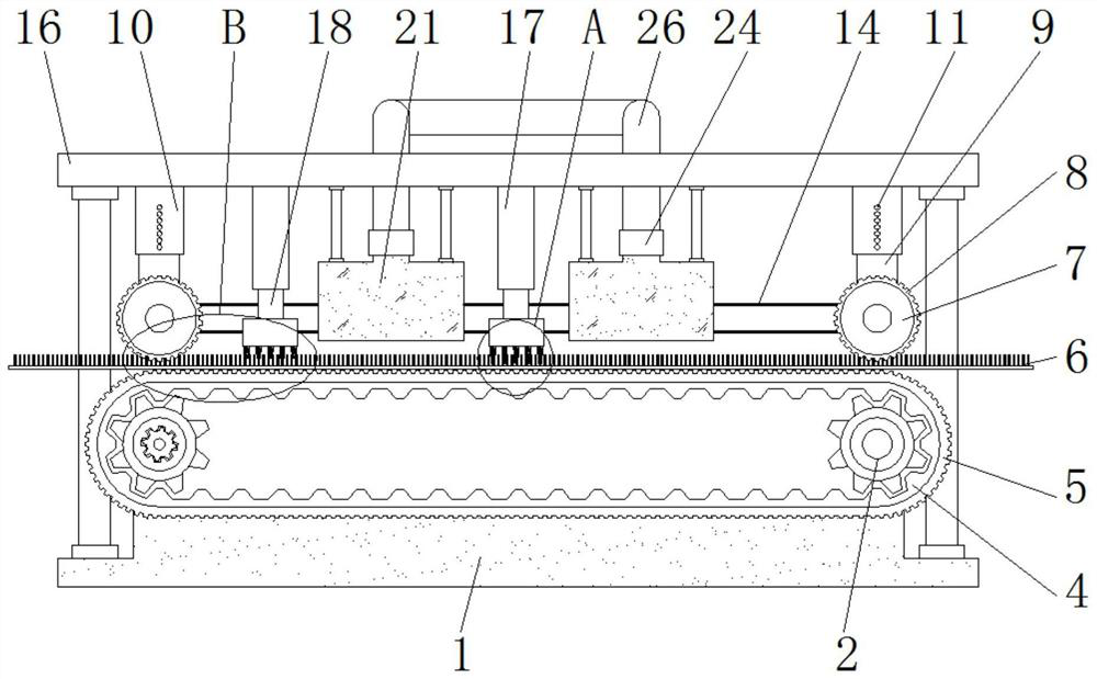 A carding device for carpet textile production that prevents sideslip