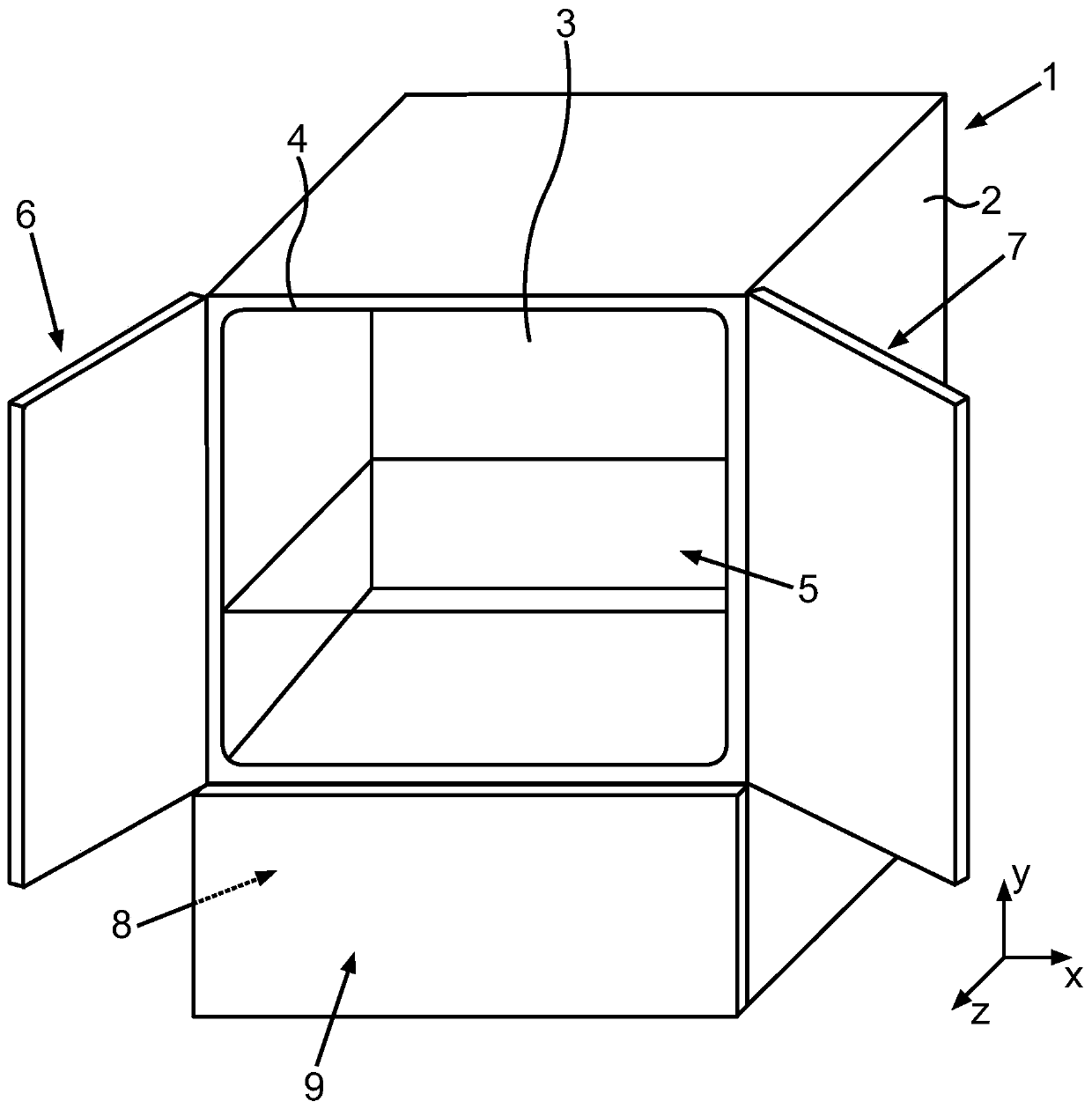 Household appliance having functional module comprising line receptacle and method for assembling the household appliance