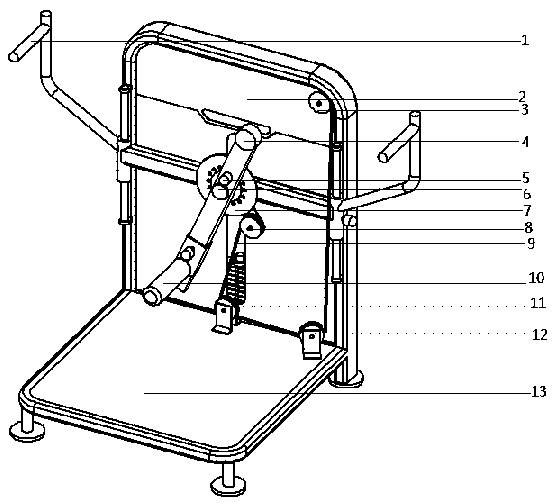 Standing-type swinging training frame