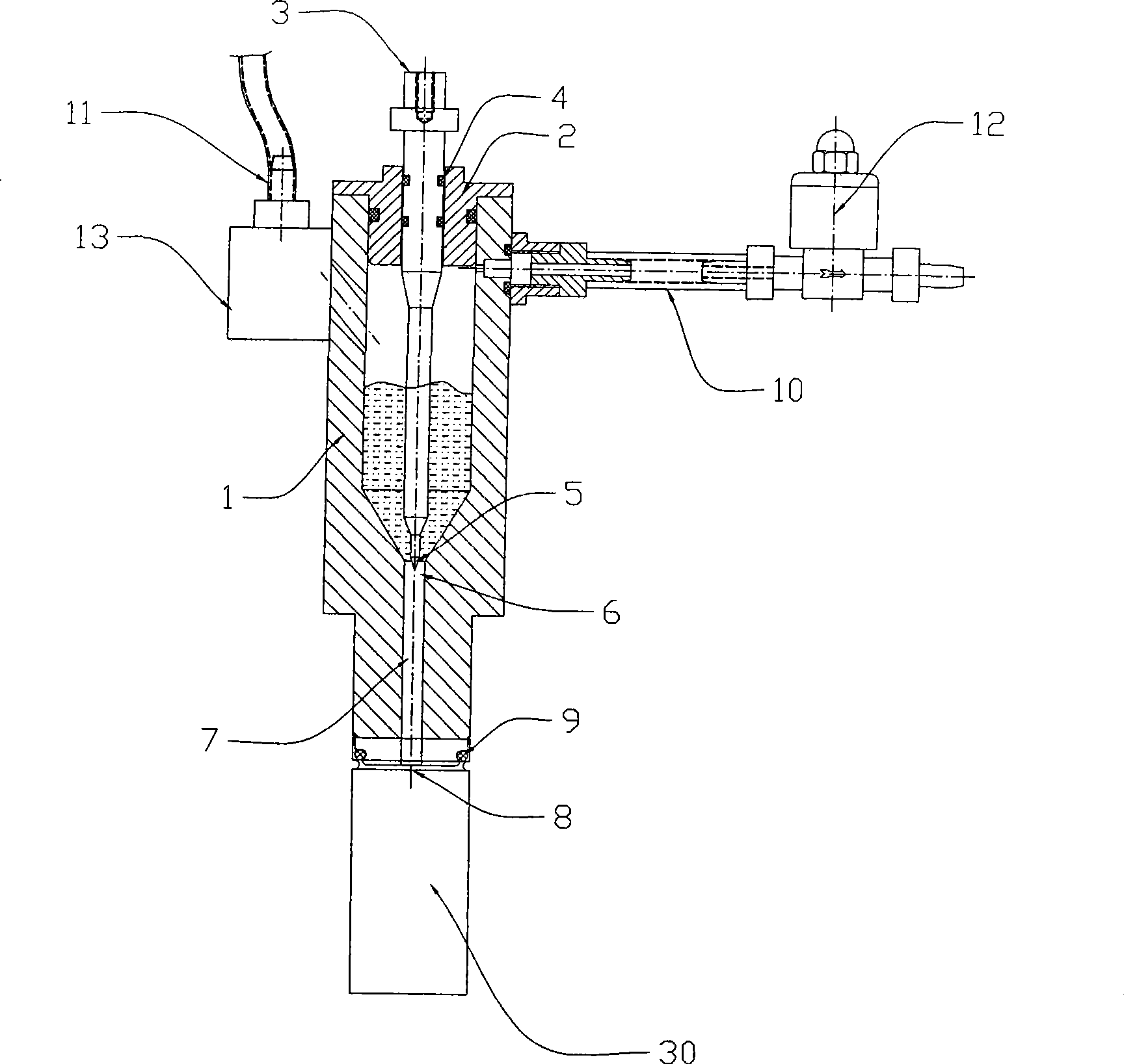 Head for injecting electrolytic solution