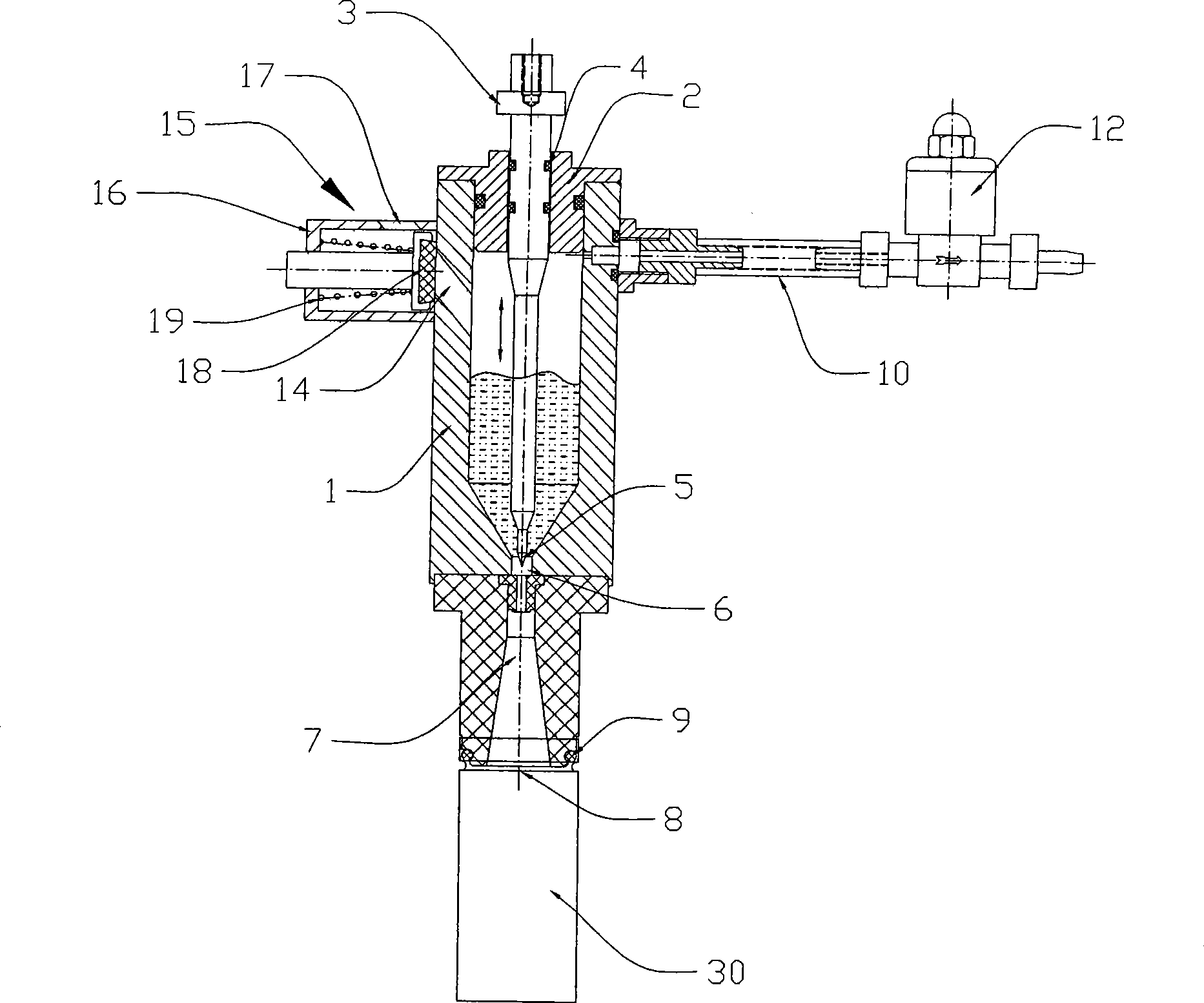 Head for injecting electrolytic solution