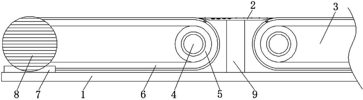 Express conveying crawler intermediate junction omission prevention device