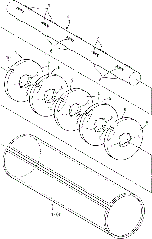 Rotary shaft body and rotary knife including the rotary shaft body