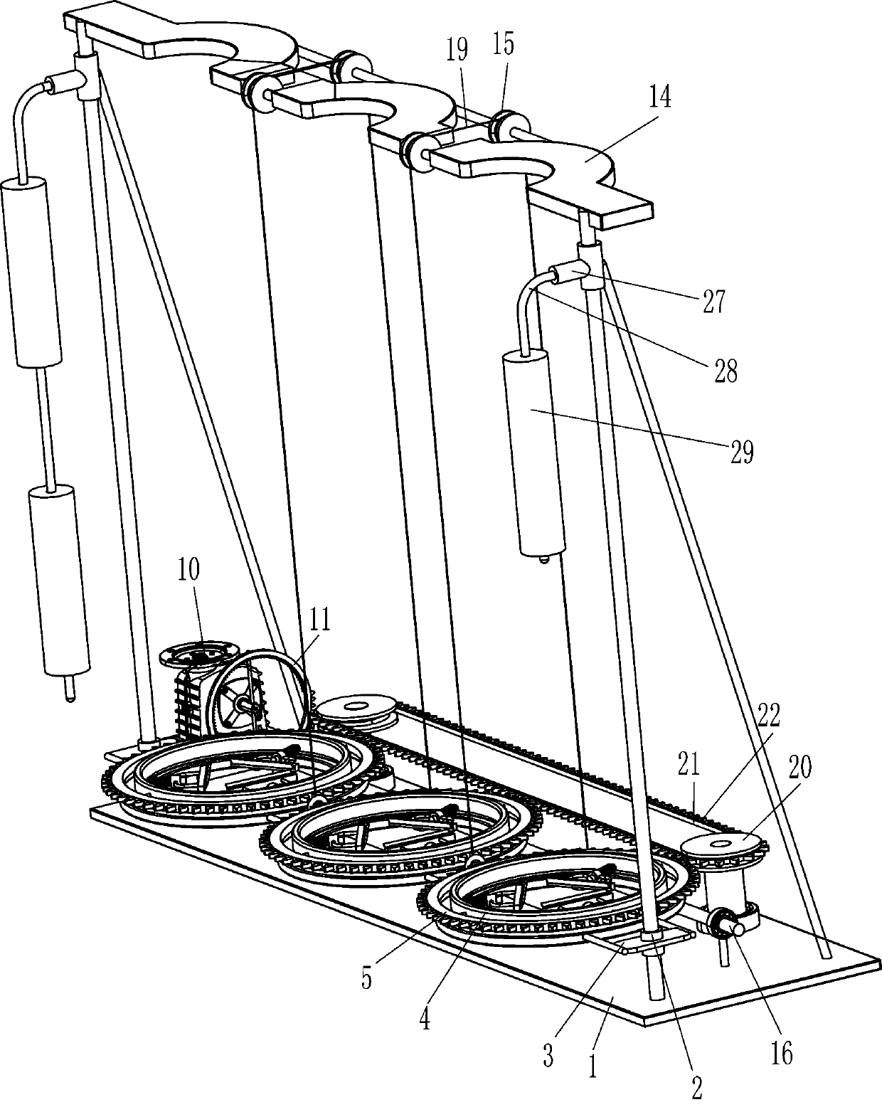 Automatic peeling device for lower part of mulberry fork