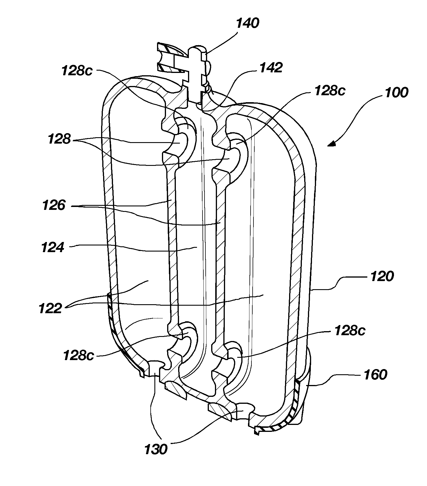 Seamless multi-section pressure vessel