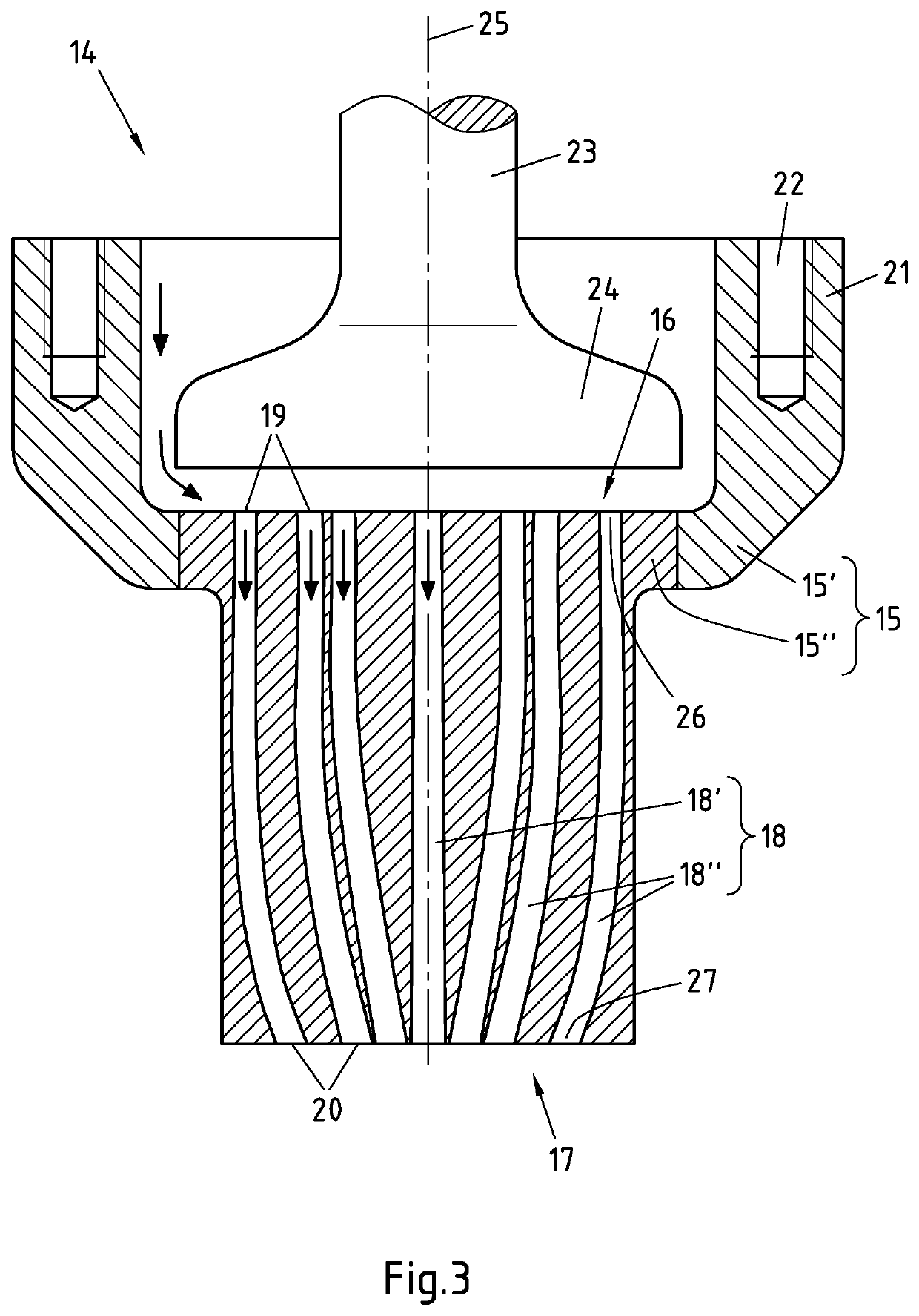 Device for altering the jet shape of pourable products