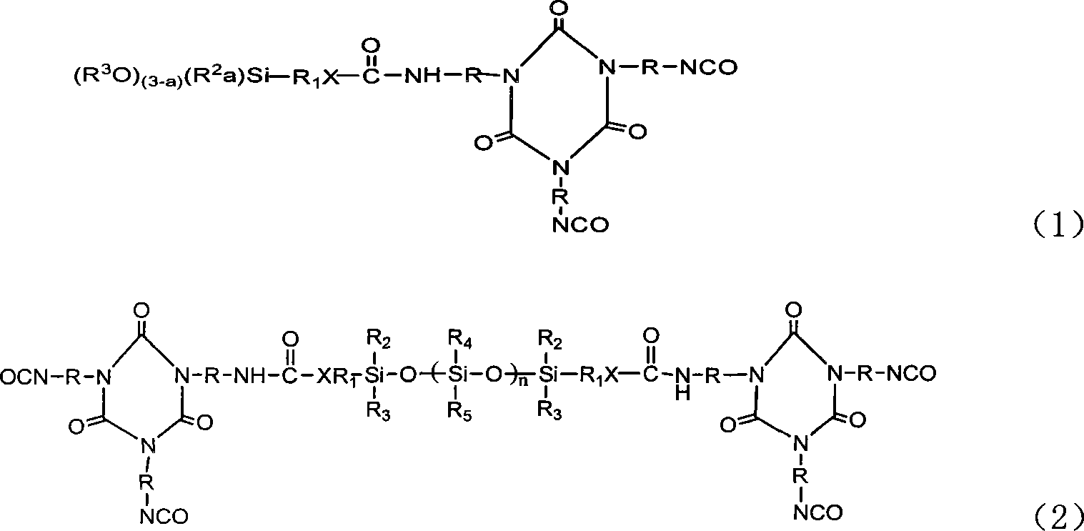 Tripolymer in isocyanic ester class modified by silicane or functional polusiloxane, preparation method