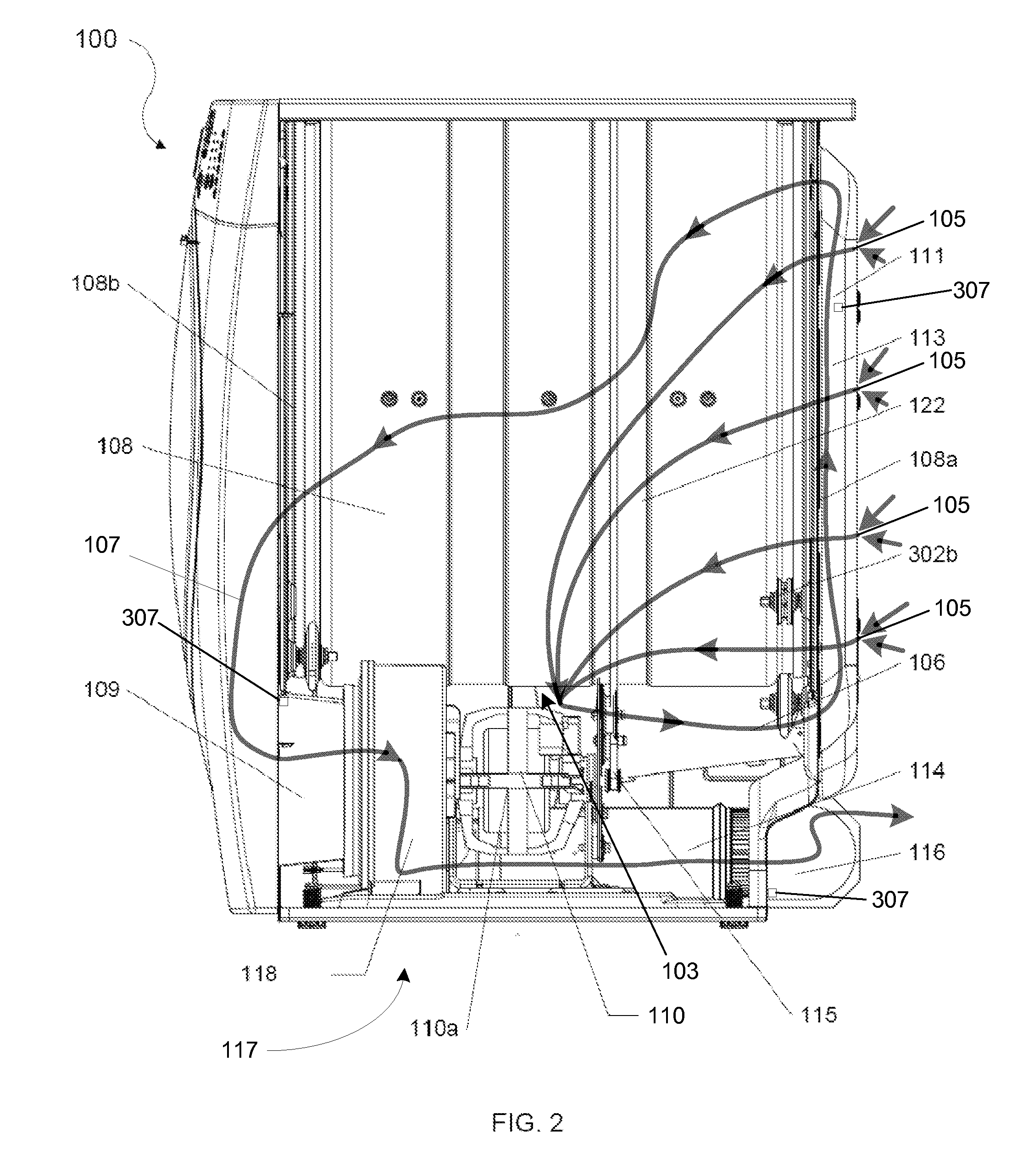 Laundry dryer providing moisture application during tumbling and reduced airflow