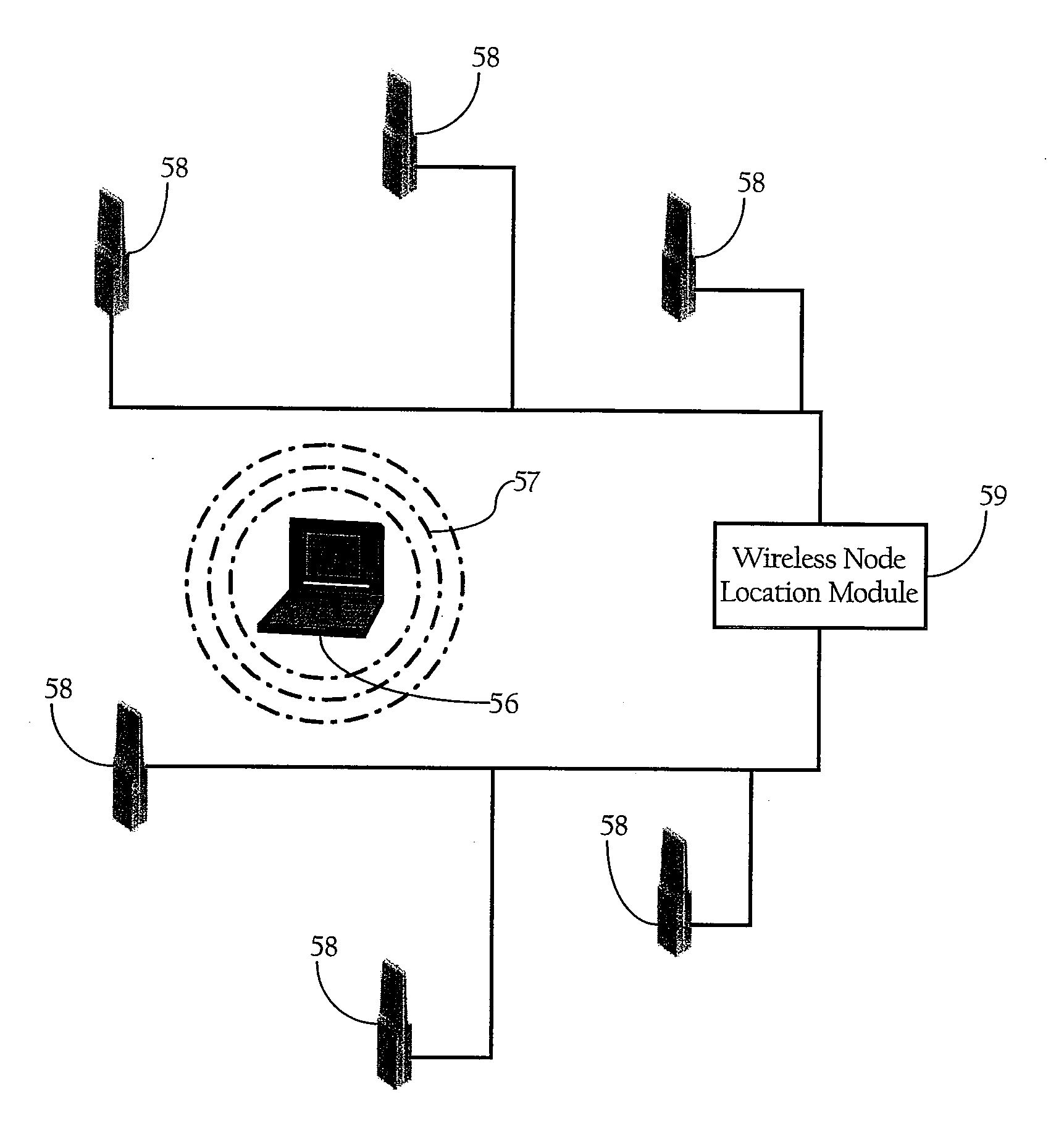 Wireless Node Location Mechanism Featuring Definition of Search Region to Optimize Location Computation