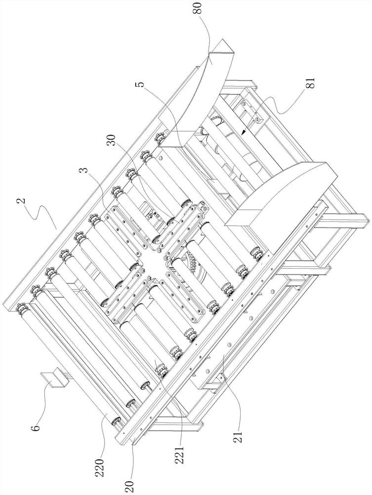 Frequency division type rotary two-way material receiving device on production line and material receiving mode