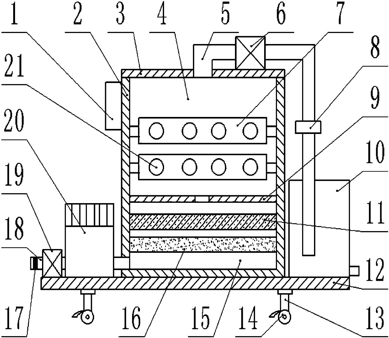 Movable garbage waste gas treatment device