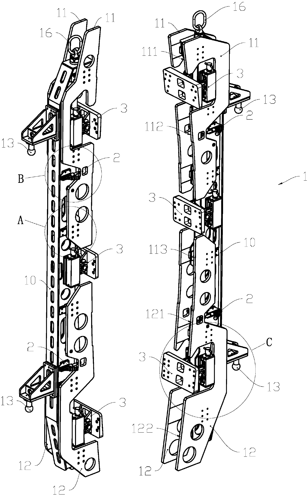 Conformal compressing tool of wing wallboard