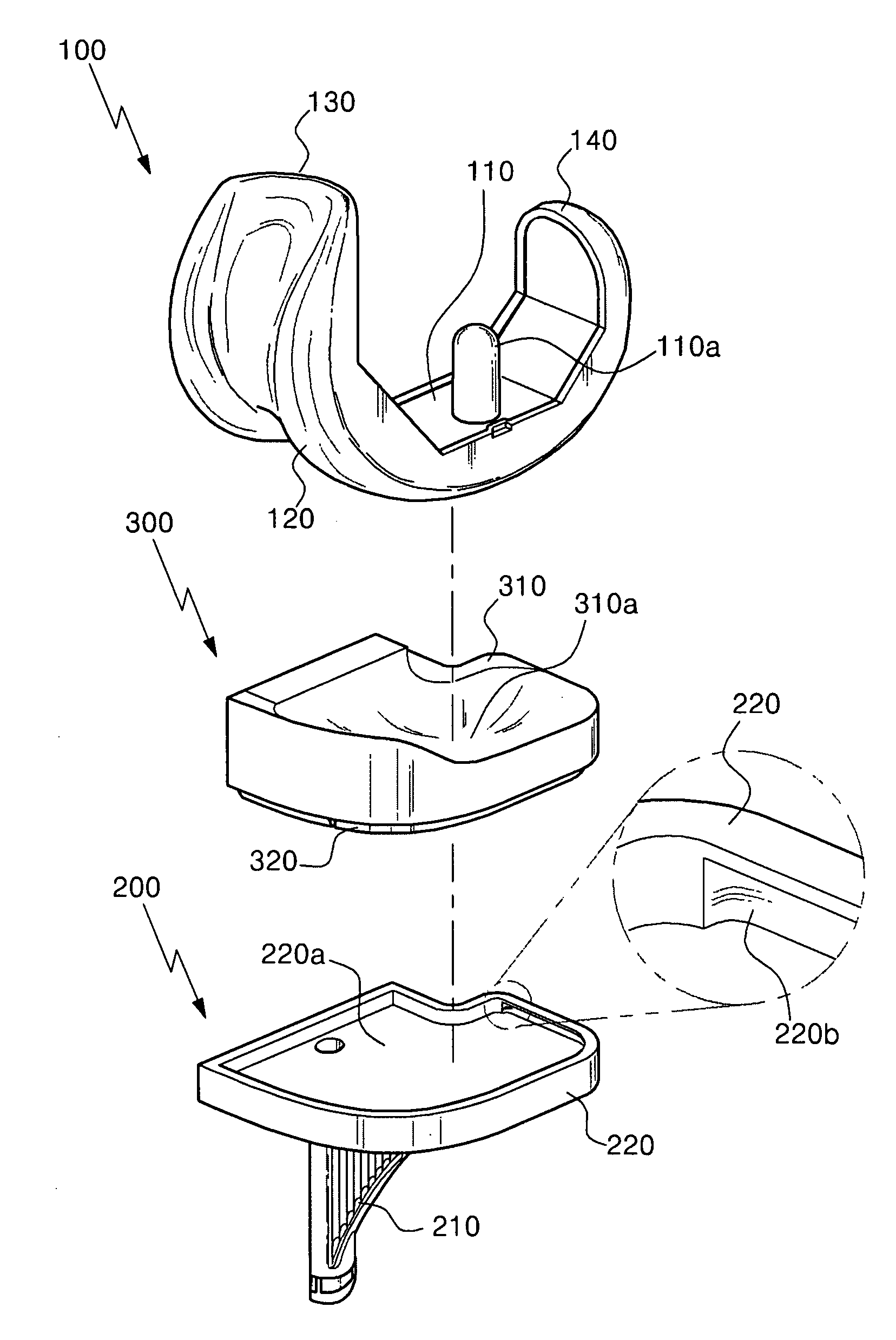 Knee joint prosthesis for bi-compartmental knee replacement and surgical devices thereof