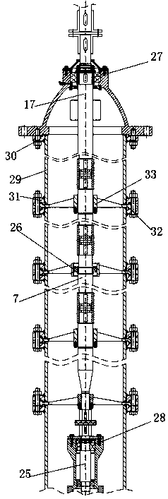 Long-distance vertical floating support shafting structure