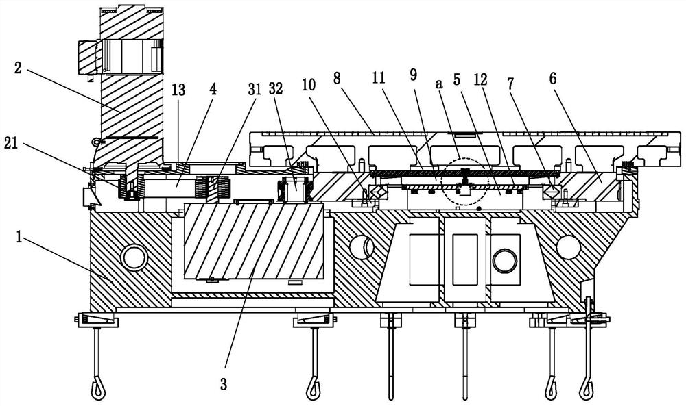 Main shaft transmission arrangement structure of vertical lathe