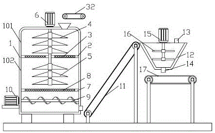 Building material molding device capable of achieving automatic discharging