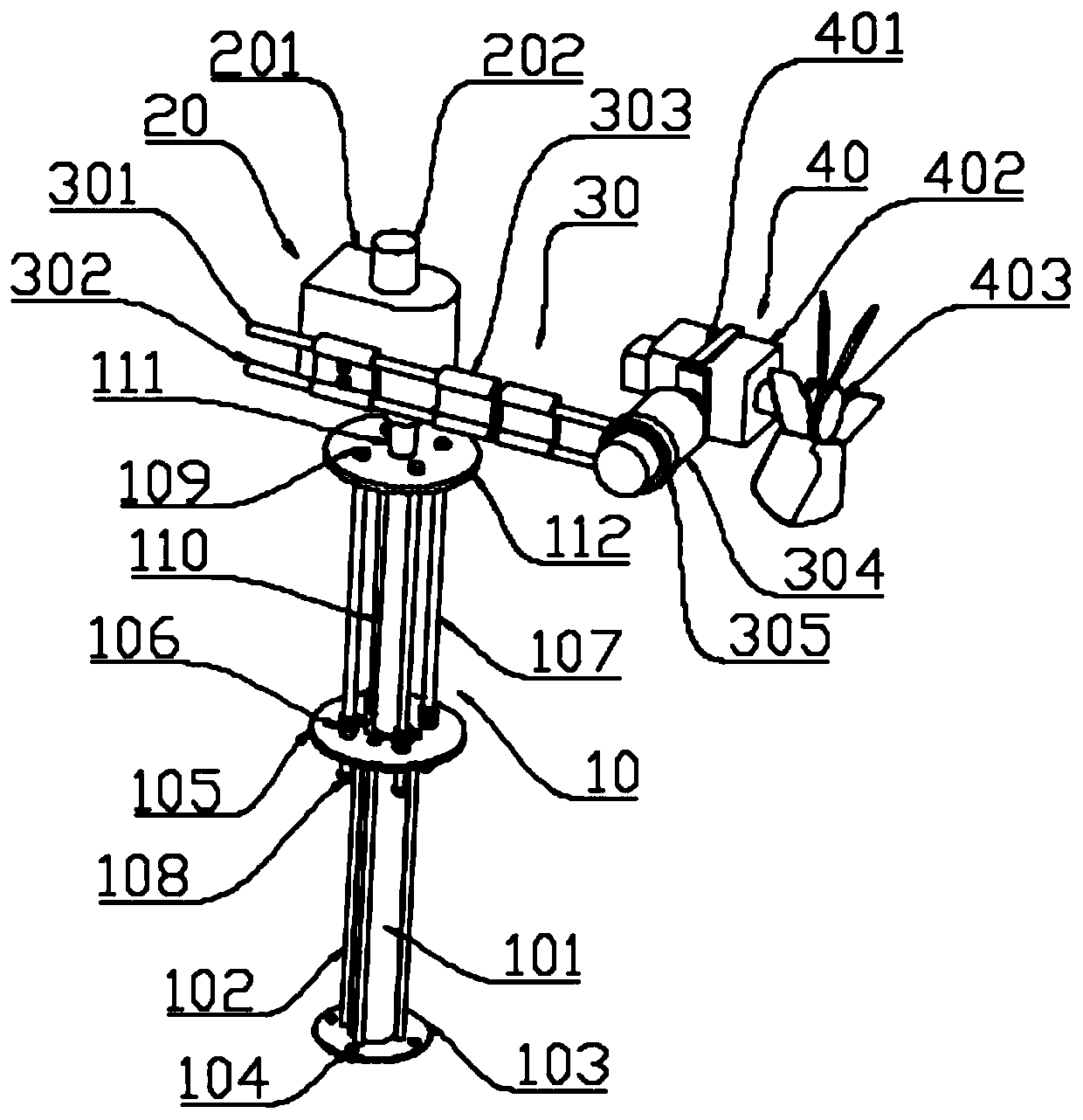 Lifting type energy-saving dust removal and unreeling mechanism with 360-degree sweeping function