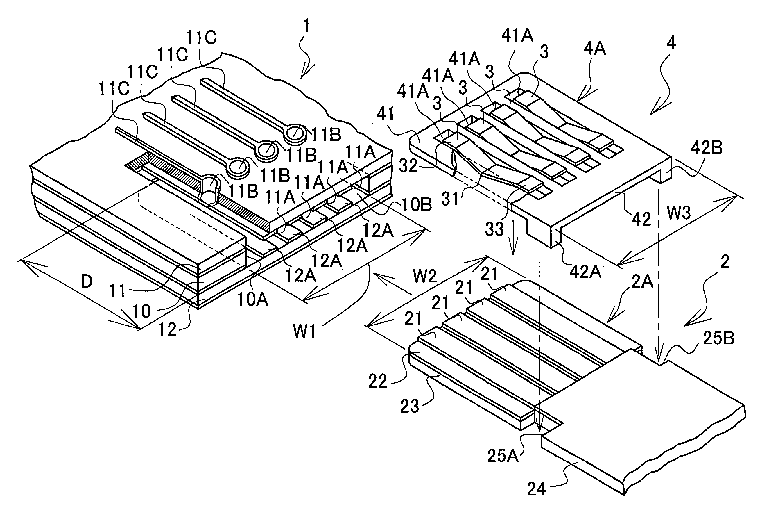 Connection structure for printed wiring board