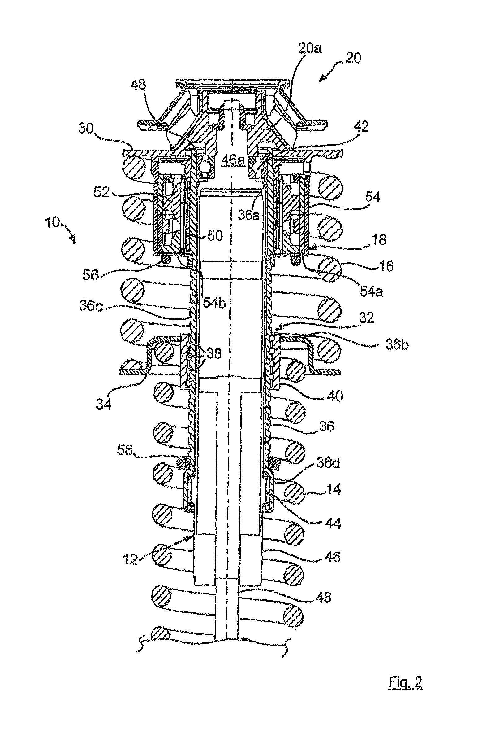 Spring strut arrangement for wheel suspension of motor vehicles