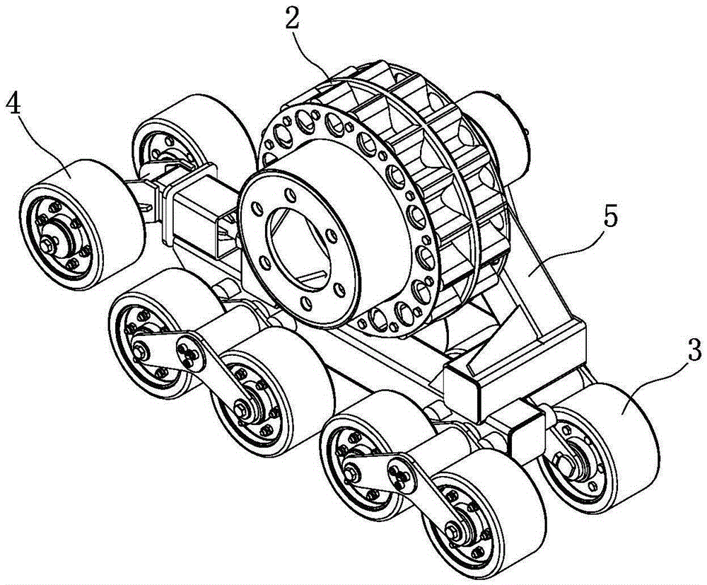 Triangular rear crawler belt assembly