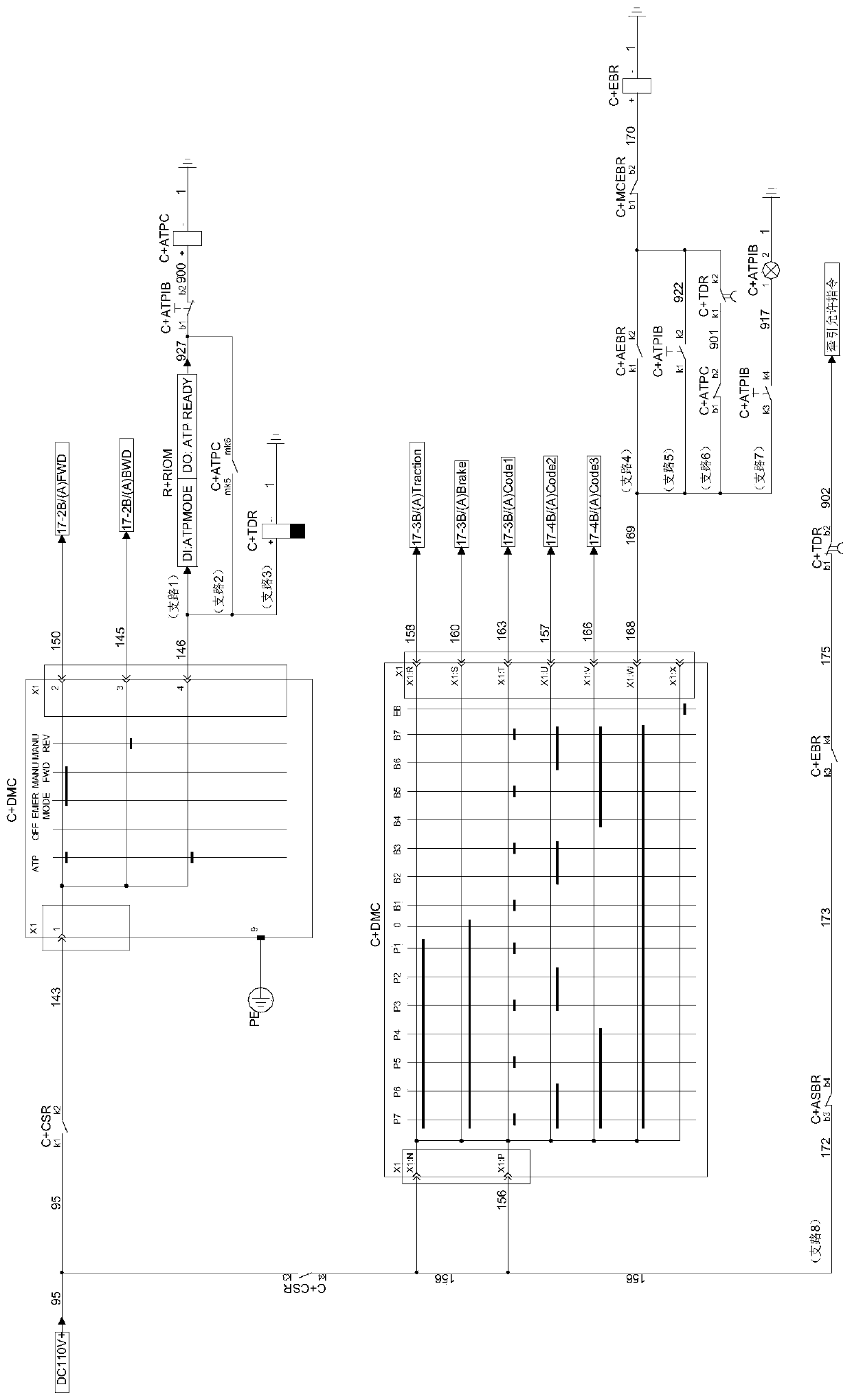 Train automatic protective system safety control circuit, method and vehicle