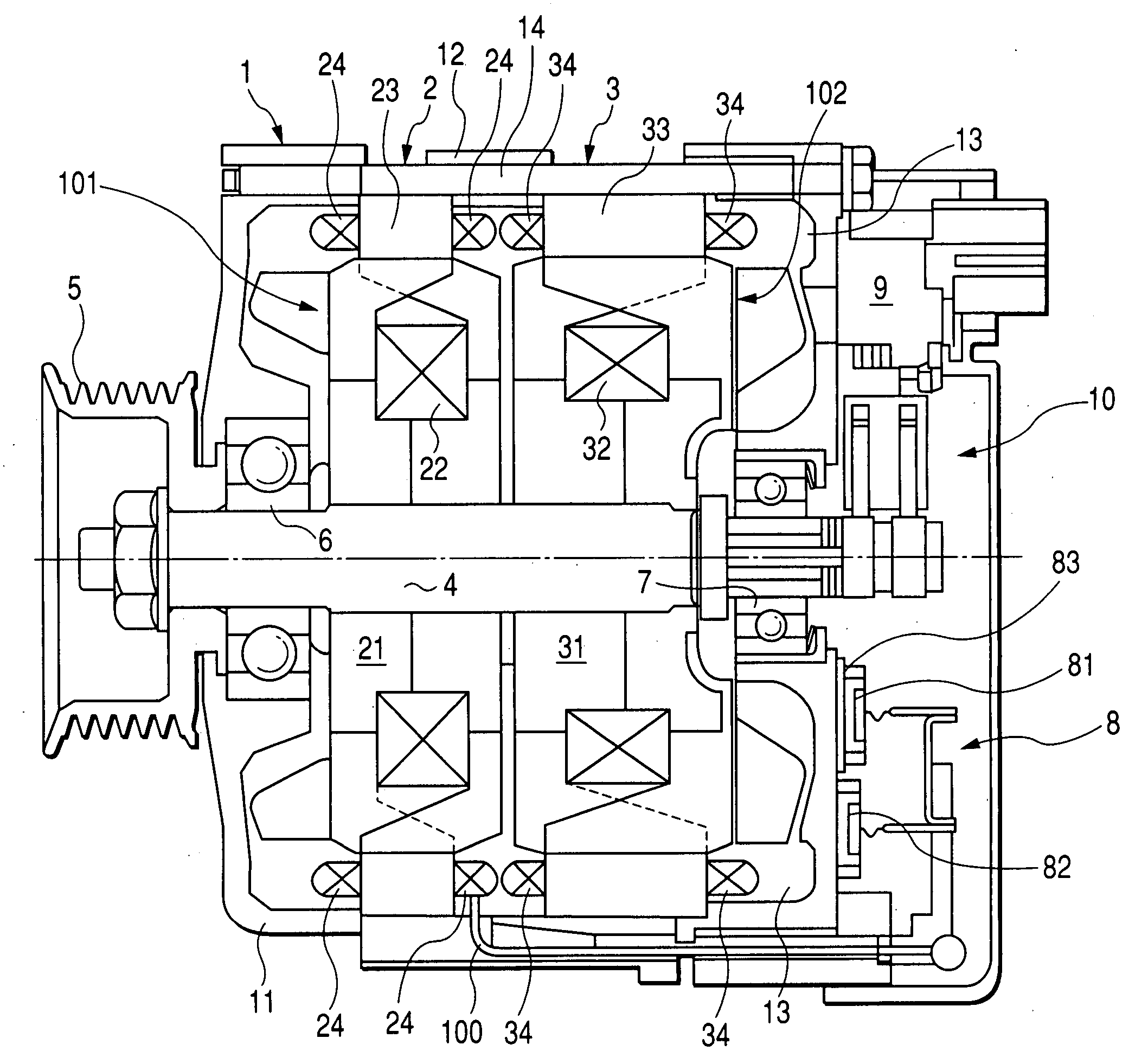 Tandem rotary electric machine