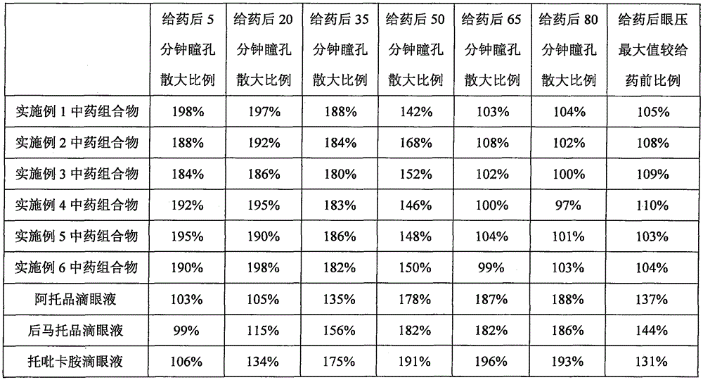 Traditional Chinese medicine composition for mydriasis