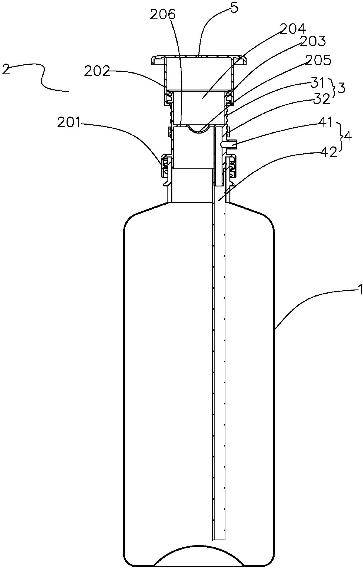 Quantitative inflating liquid discharging container