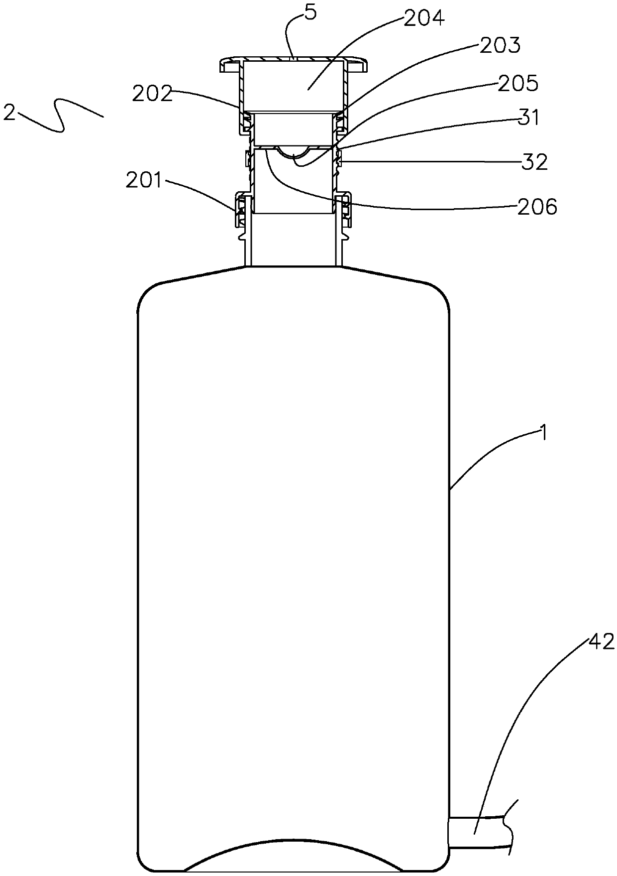 Quantitative inflating liquid discharging container