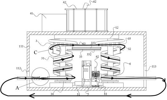 A double-helix freezer with cold air circulation and diversion function