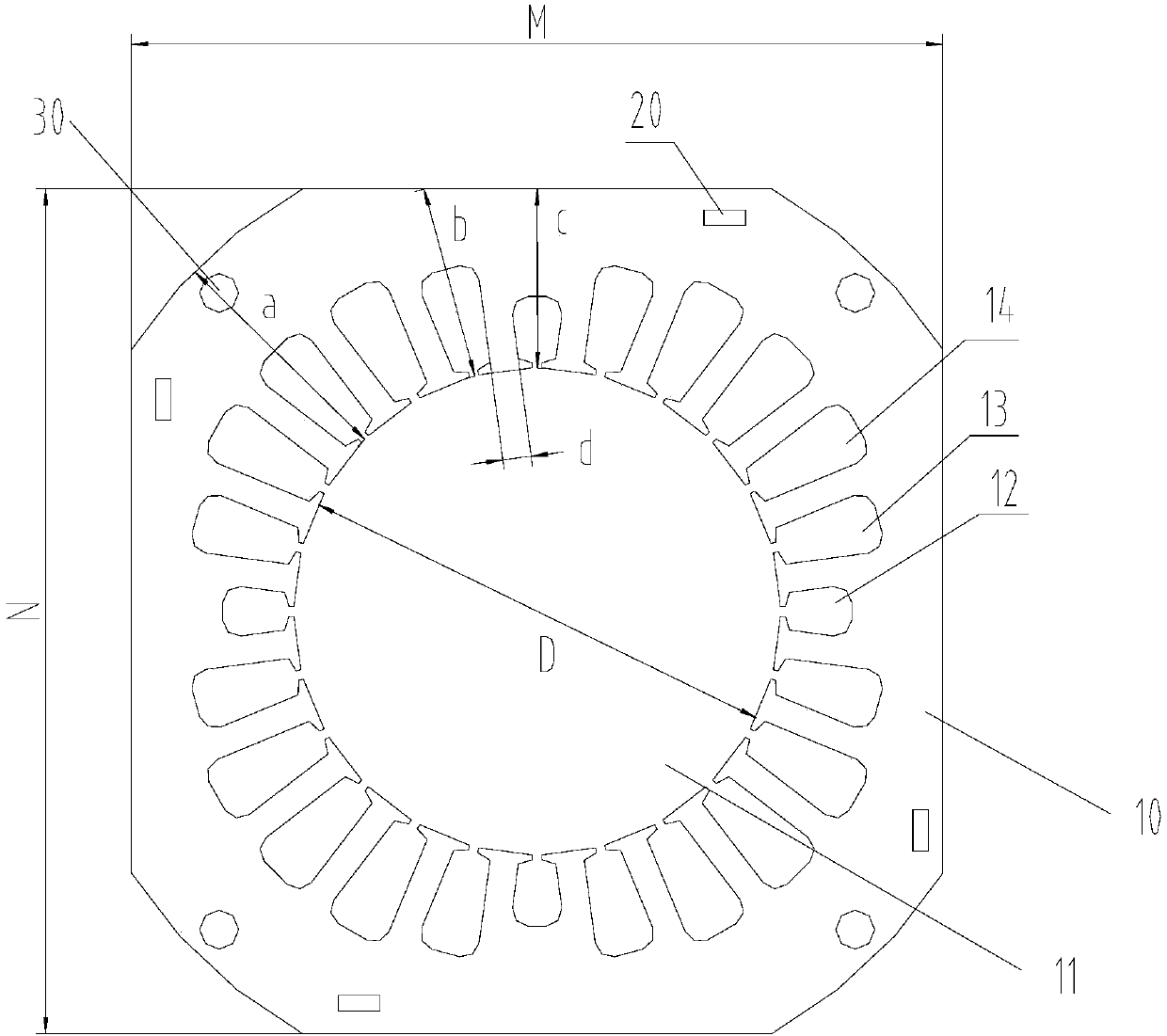 Stator punching sheet, stator and motor