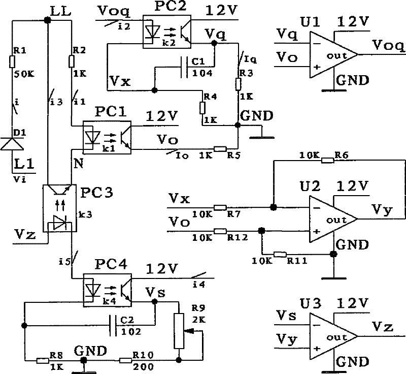 Linear isolating circuit based on optical couplers and method