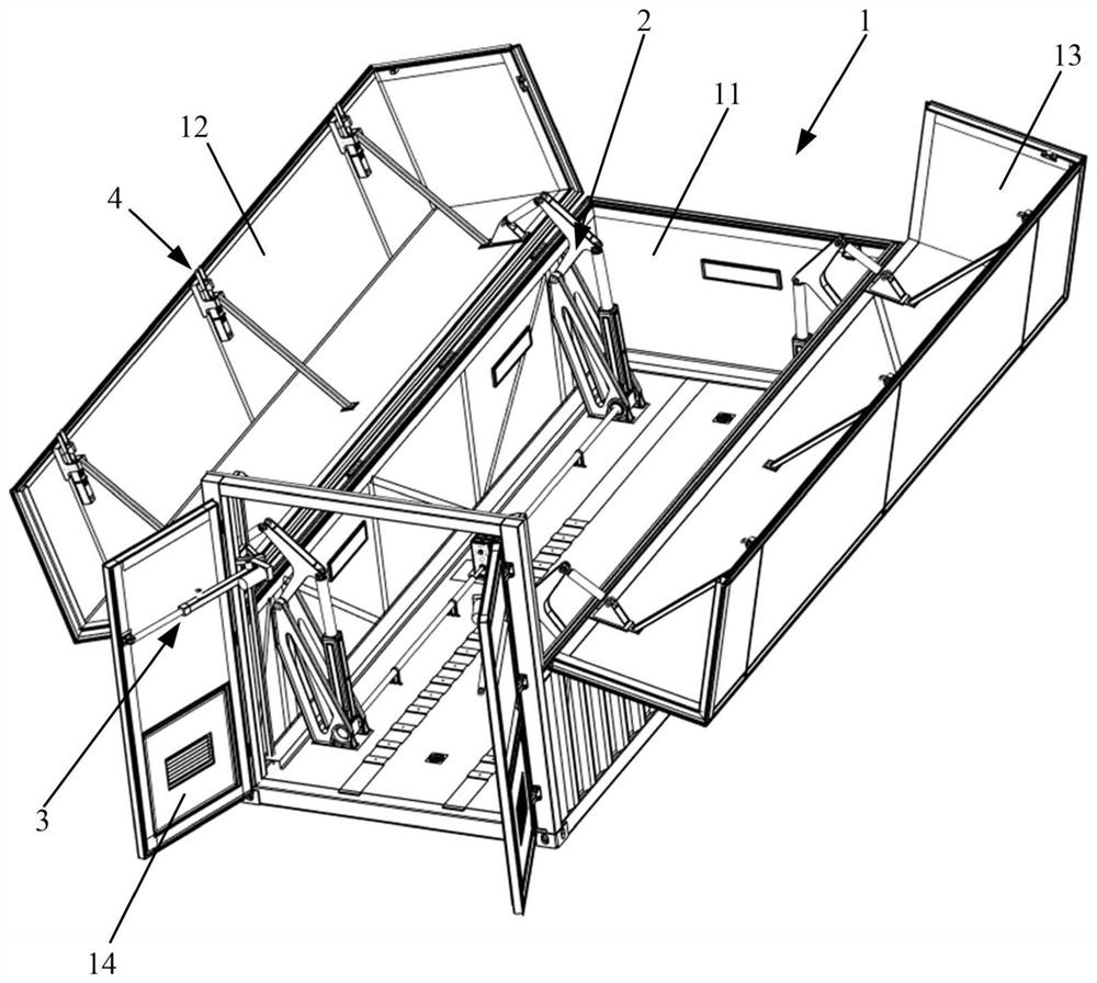 A clamshell container structure