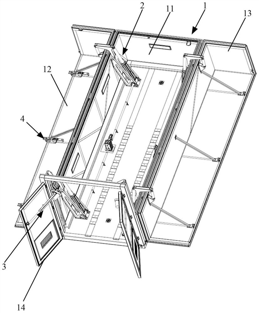 A clamshell container structure