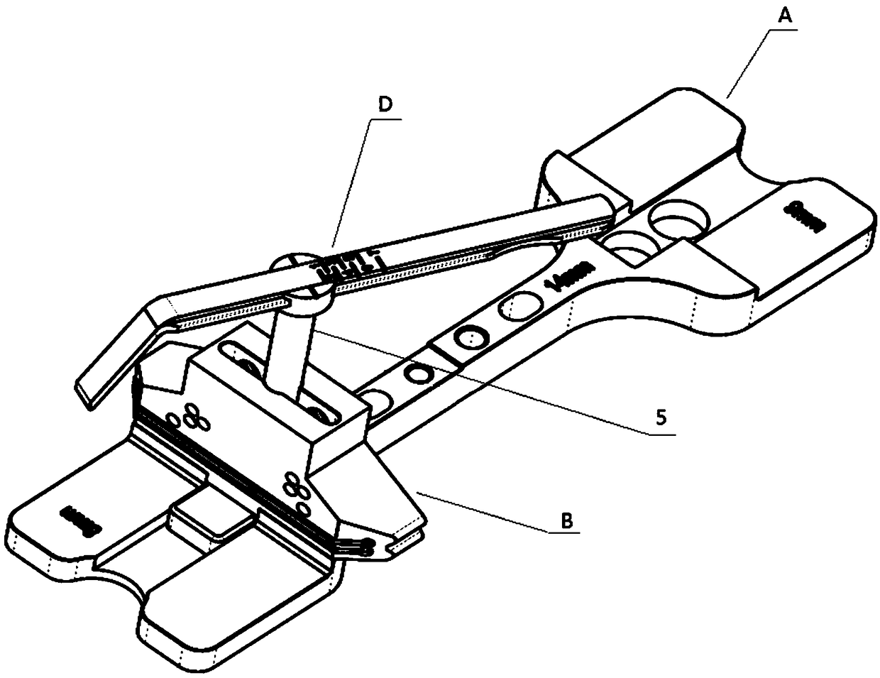 Measuring and positioning osteotomy device for distal femur and anterior and posterior condyle for knee arthroplasty