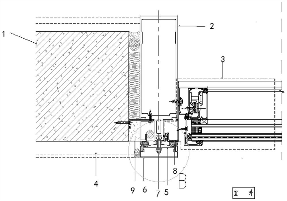 Glass curtain wall frame node and installation method thereof