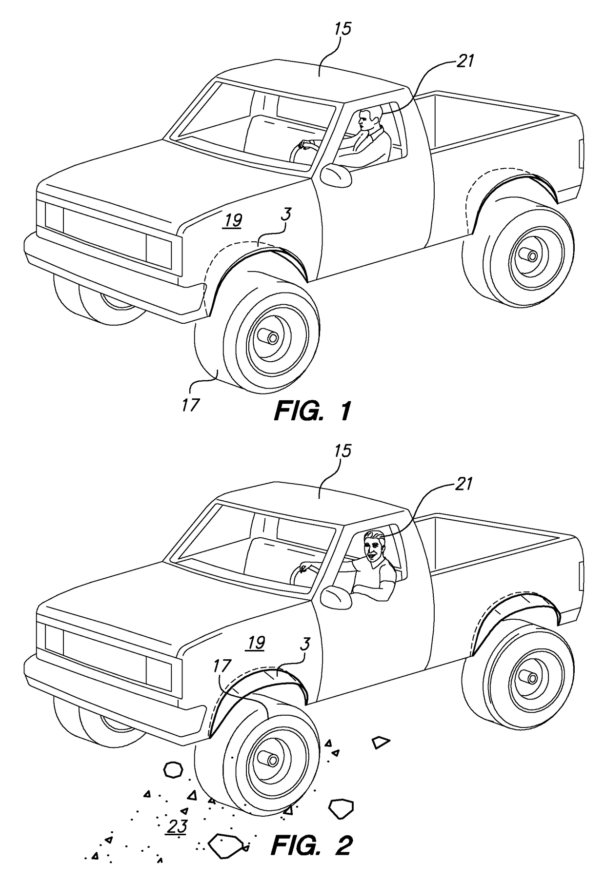 Retractable tangential debris deflector for vehicle occupant safety